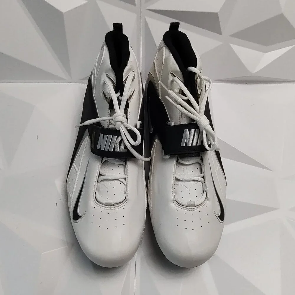 Nike Men's Football Cleats 18 White Black Shoe Lacrosse Air Zoom Boss Shark - Picture 11 of 11